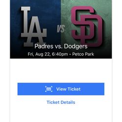 1 Single Game Ticket aisle seat available for tomorrow Friday 6:40pm 8/22 against the LA Dodgers Section 302. Way less than Stubhub, Member ticket