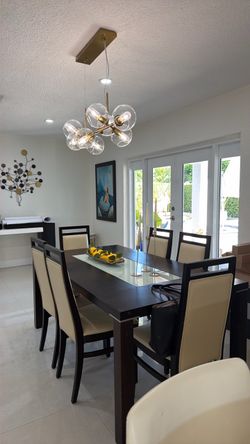 Dark Wood Dining Table with 6 Chairs