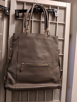 Erika Anenberg Sutton Gray Leather Tote Boho Bag. 