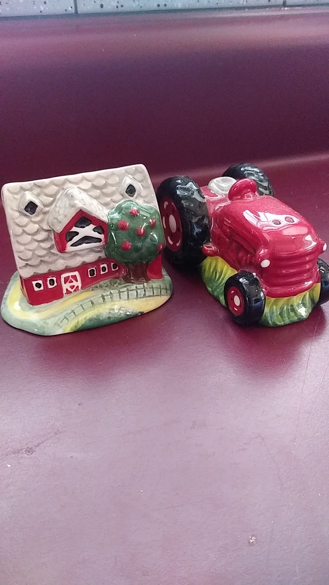 Farmhouse and Tractor Salt and Pepper Shakers
