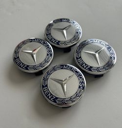 4pcs Navy Blue Wheel Center Caps for Mercedes
