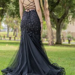 Black Mermaid Style Gown, Size 2, Amelia Couture 