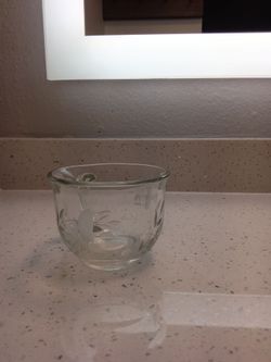 Clear Glass Bowl with Etched Floral Design
