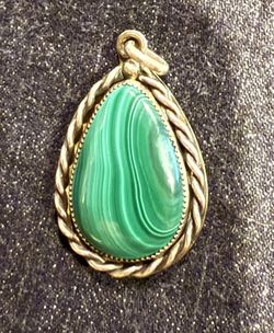 Sterling Silver Pear Shaped Malachite Pendant