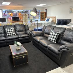 Natuzzi Leather Manual Recliner Sofa Set $999.99