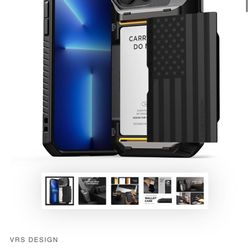 VRS DESIGN Damda Glide Pro Phone Case for iPhone 14 Pro, Sturdy Semi Auto Wallet [4 Cards] Case Compatible for iPhone 14 ProMax (2022) Liberty Black