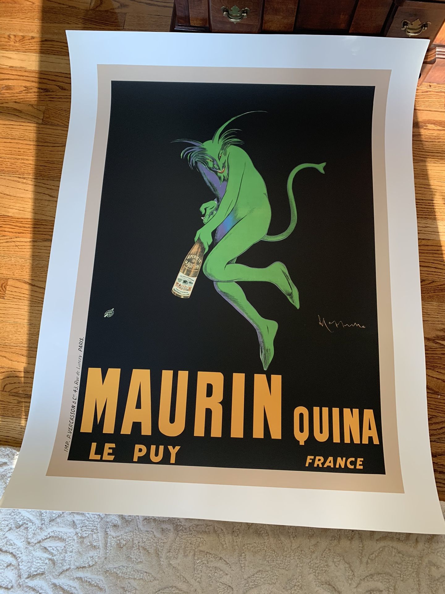 Green Devil, Maurin Quina 1906 Huge Art Deco Poster, Pristine Condition