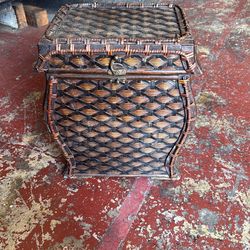 Antique wicker storage box
