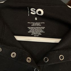 S O Classic Black Button Front Long Sleeve