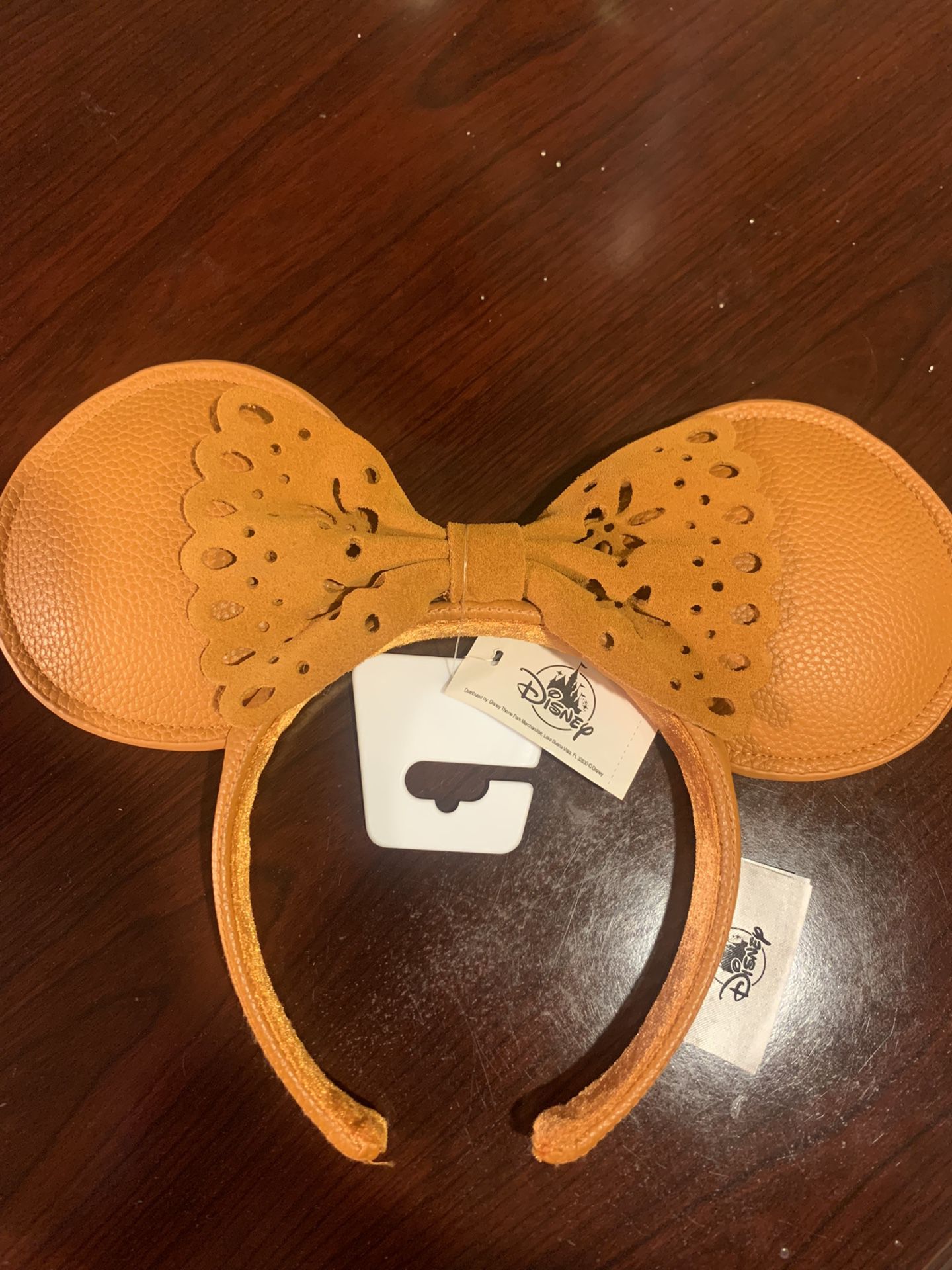 Disney Parks Faux Leather Minnie Mouse Ears Headband 