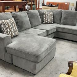 Gray Sectional Sofa Couch 