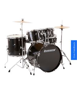 Ludwig BackBeat 5-Piece Drum Set With Hardware and Cymbals - Black Sparkle