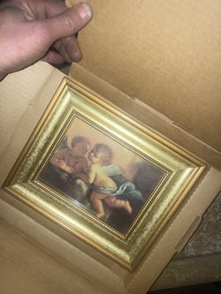 Vintage Cherub Angel Print Framed