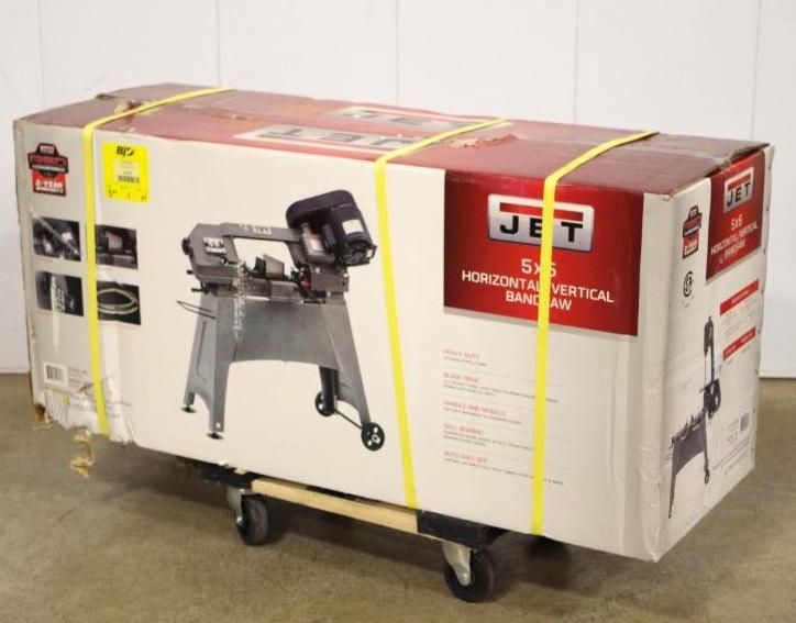 JET 5x6 Metal-Cutting Horizontal / Vertical Bandsaw w/ Stand / Wheels, M/N HVBS-56