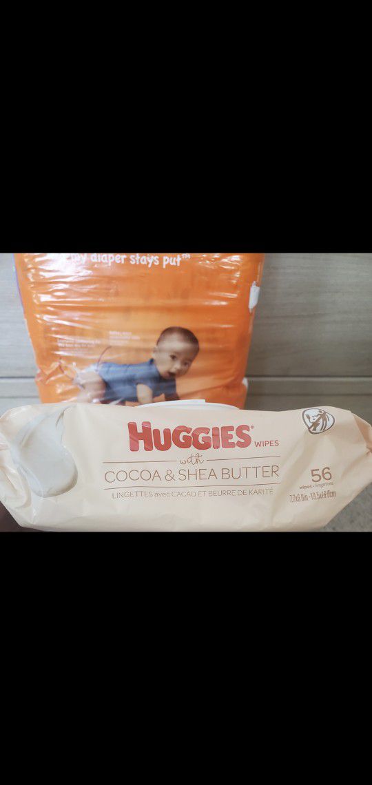 Diapers 60 Count And Huggies Wipes 56 Count