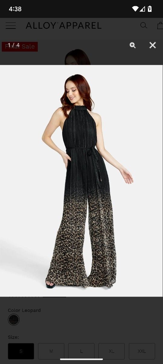 Women's Jumpsuit Tall Medium Brand New Black And Leopard Print