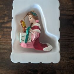 Vintage Disney Grolier Beauty & The Beast Belle w/Cogsworth Christmas Ornament