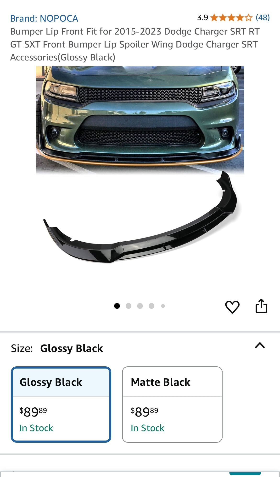 Bumper Lip Front Fit for 2015-2023 Dodge Charger SRT RT GT SXT Front Bumper Lip Spoiler Wing Dodge Charger SRT Accessories(Glossy Black)