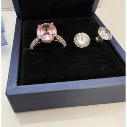925 Silver Women Ring And Earrings Italo Size 7.75