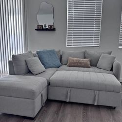 82.6” Sleeper Sofa w/ Ottoman and Electrical Outlets