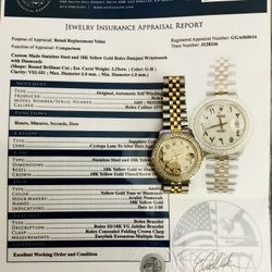Custom Made Stainless Steel and 18K Yellow Gold Rolex Datejust Wristwatch with Diamonds