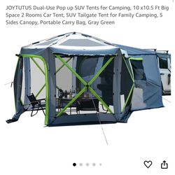 10 x10.5 Ft Big Space 2 Rooms Car Tent, SUV Tailgate Tent for Family Camping