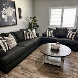 Charcoal Sofa + Loveseat