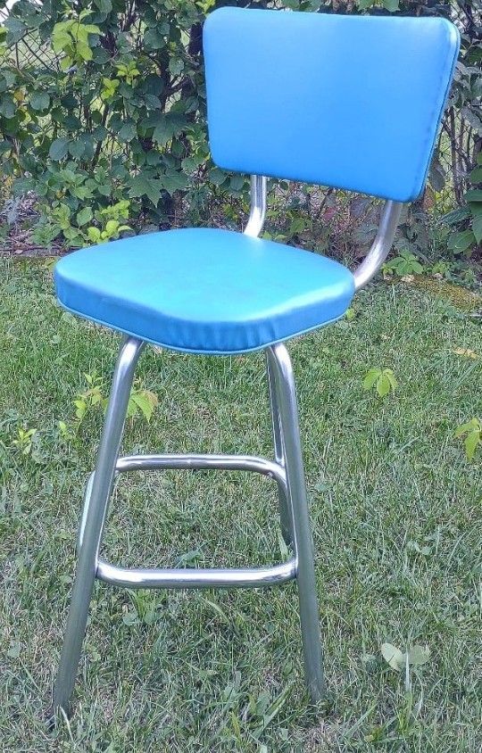 Vintage Blue Tall Swivel Candy Shop Bar Stool