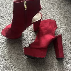 Suede Red Heels