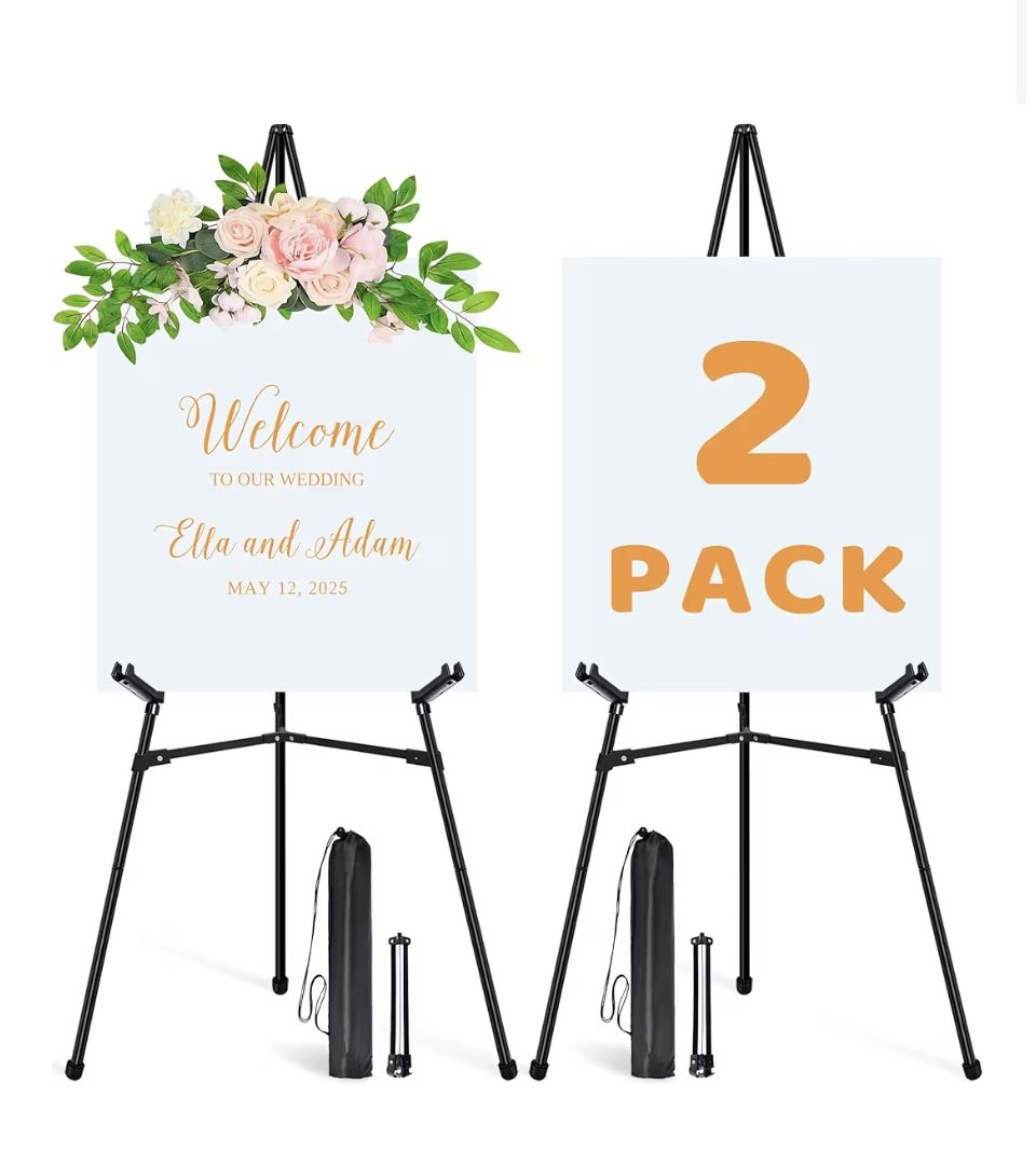 Two Pack Portable Foldable Adjustable Easels