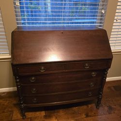 Antique Ornate Red Mahogany Slant Front Desk