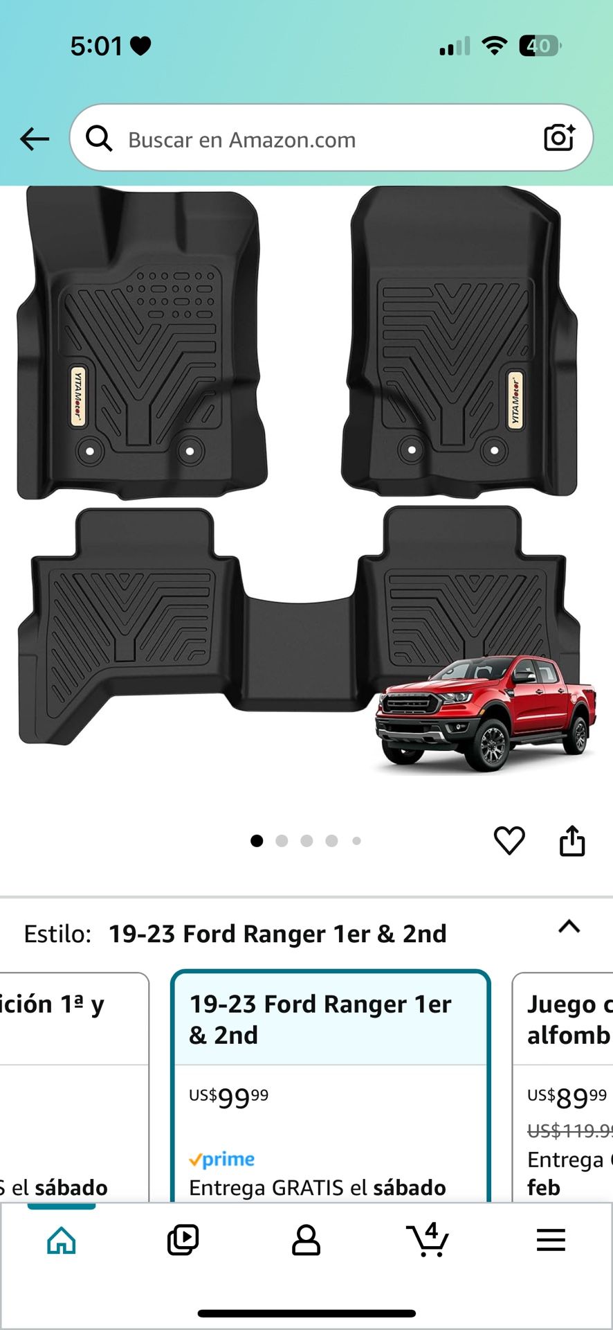 YITAMOTOR Alfombrillas para Ford Ranger Supercrew Cab 2019-2023, ajuste personalizado, revestimientos de suelo de TPE negro de primera y 2da fila, pro