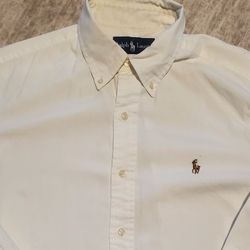 White Long Sleeved Ralph Lauren Men's Button Down Shirt - Size 15  32/33