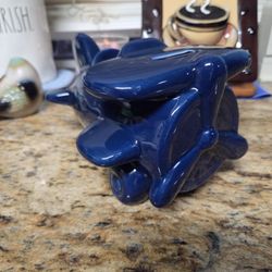 Bi-plain Deep royal blue ceramic piggy bank