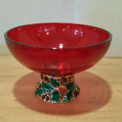 Christmas servings biwl with metal base