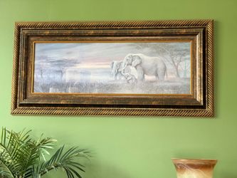 Framed Elephant Wall Art — 46" x 22"