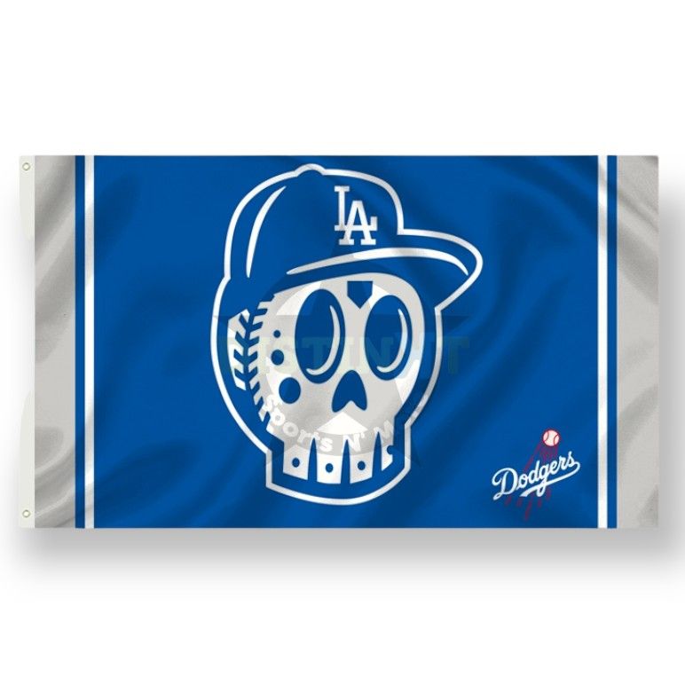 LA Dodgers Skull Flag
