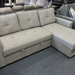 Grey sleeper sectional w/ storage