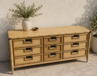 Stanley Furniture Bamboo & Cane 9 Drawer Dresser – Used