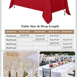 Table Cloth 6pcs 90x132 New $$35