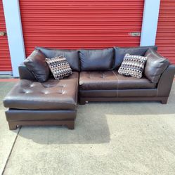 FREE DELIVERY - Brown Leather Sectional Sofa with Chaise