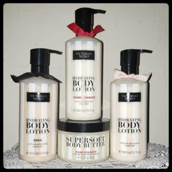 X4 NEW 8oz VICTORIAS SECRET HYDRATING BODY LOTION COTTON MOISTURE COMPLEX ACAI POMEGRANATE ACAI SHEA BUTTER