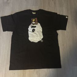 BAPE Spray Ape Head Garment Dyed Relaxed Fit Tee 'Black' Size L