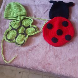 Newborn/Infant LadyBug & Turtle Knitted Costumes