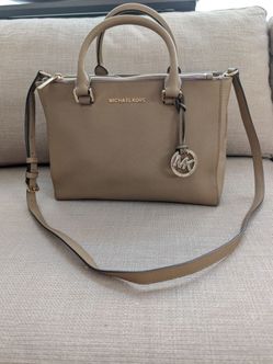 MICHAEL Michael Kors Sutton Medium Satchel - Taupe Saffiano Leather