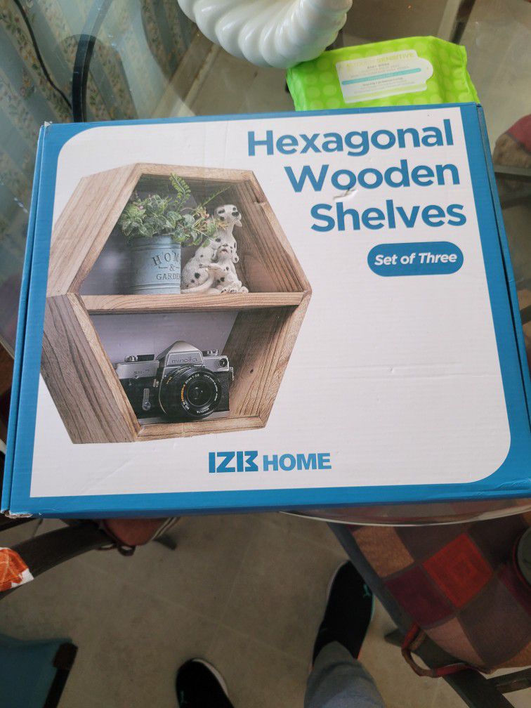 Hexagon Wooden Shelves