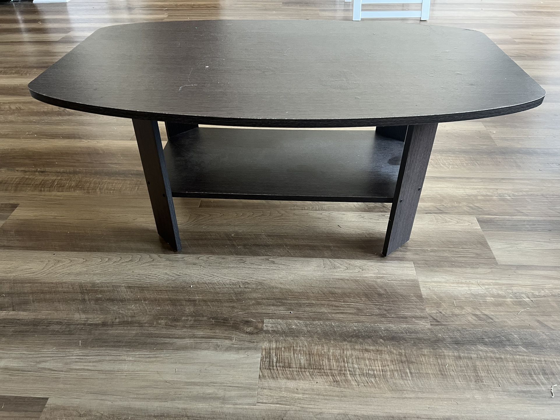 Modern Dark Wood Coffee Table with Shelf - Great Condition