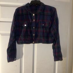 Large crop flannel jacket
