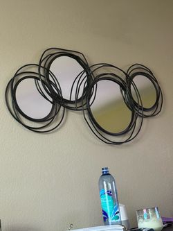 Abstract Metal Wall Mirror with Circular Design