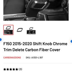 F150 2015-2020 Shift Knob Chrome Trim Delete Carbon Fiber